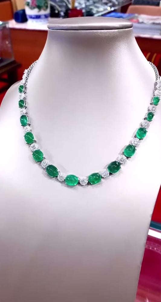 Emerald and diamond necklace